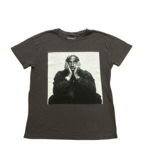 2Pac Shirt Mens Small S Gray Tupac Shakur Rapper Short Sleeve Cotton